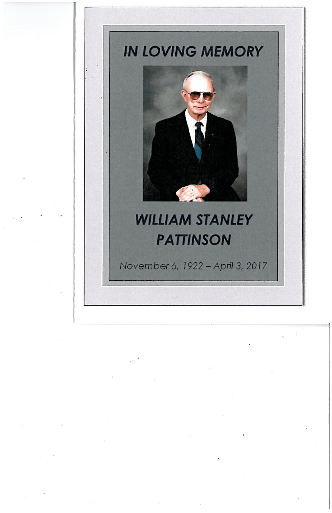 Obituary of William Stanley Pattinson