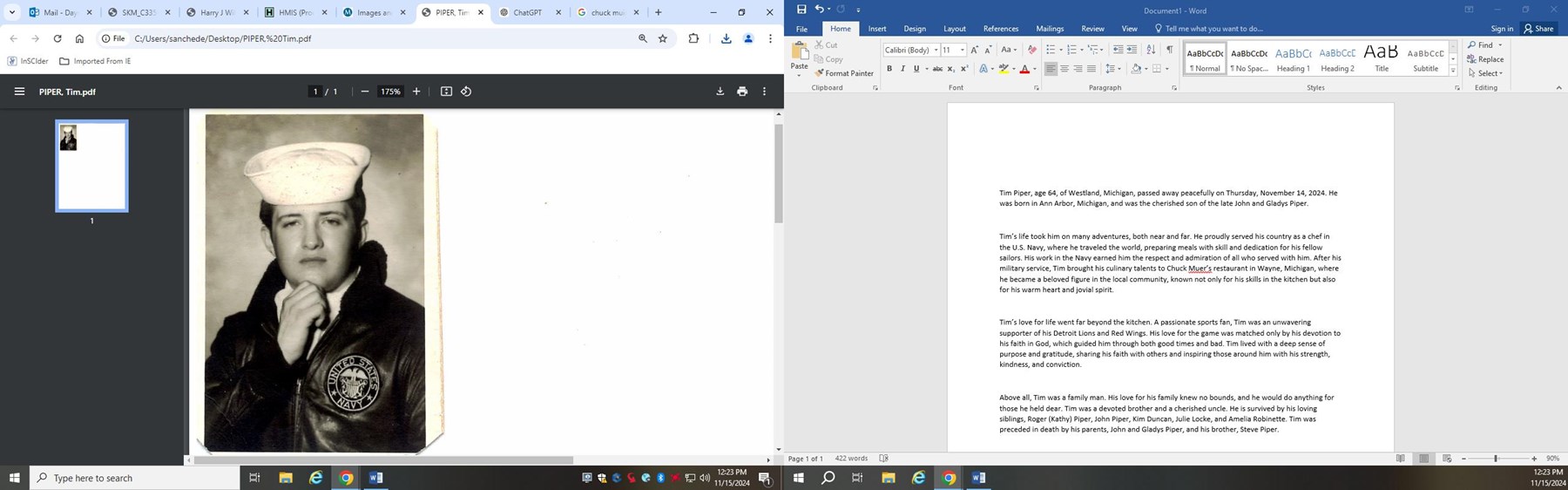 Obituary of Tim Piper