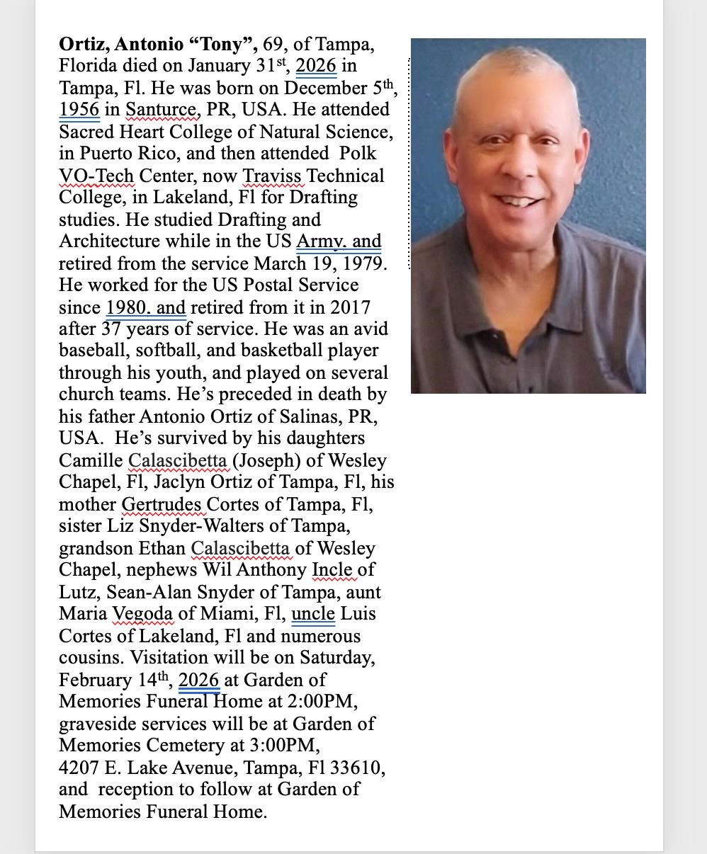 Obituary of Antonio "Tony" Ortiz