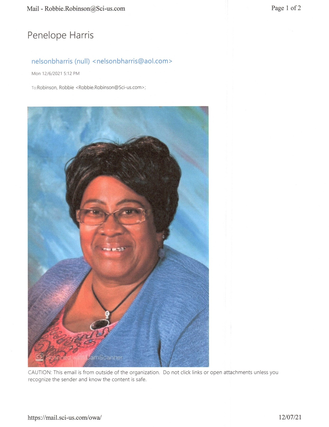 Obituary of Penelope Harris