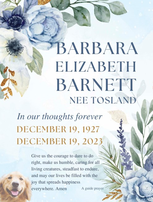 Obituary of Barbara Elizabeth Barnett