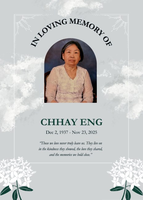 Avis de décès de Chhay Eng