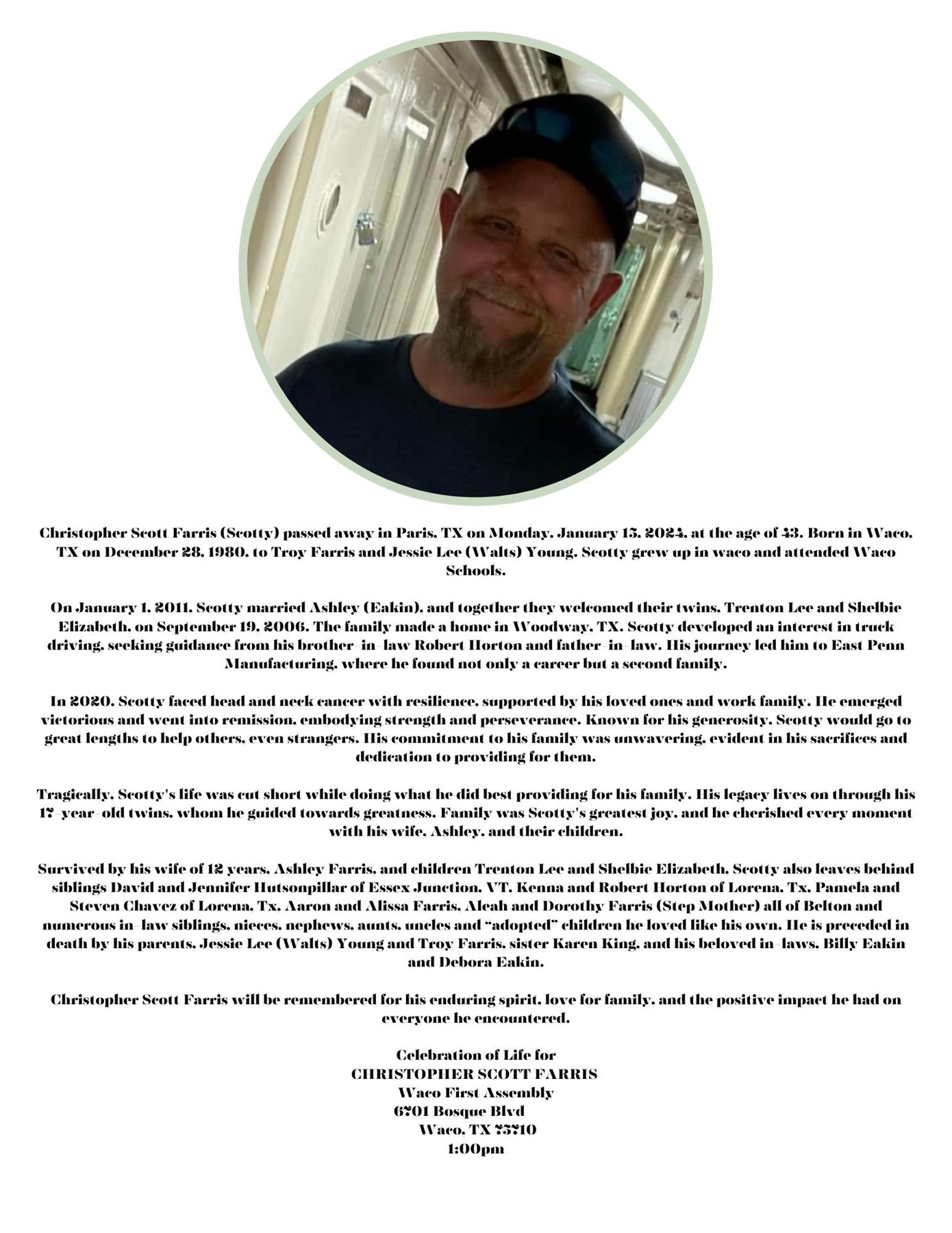 Obituary of Christopher Farris